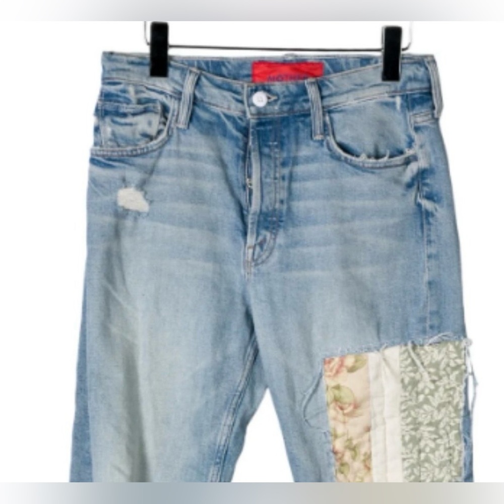 MOTHER + Carolyn Murphy The Patchwork Tomcat Ankle Undone Hem Jeans, size 30 - Picture 5 of 16
